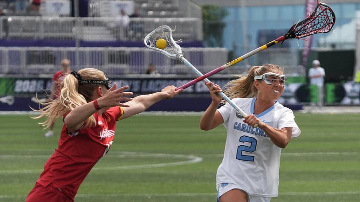 May 22, 2026; Evanston, IL, USA; Maryland Terrapins defender Maddy Sterling (17) defends North Carolina Tar Heels attack Chloe Humphrey (2) during the first half at Martin Stadium. Mandatory Credit: David Banks-Imagn Images May 22, 2026; Evanston, IL, USA; Maryland Terrapins defender Maddy Sterling (17) defends North Carolina Tar Heels attack Chloe Humphrey (2) during the first half at Martin Stadium. Mandatory Credit: David Banks-Imagn Images