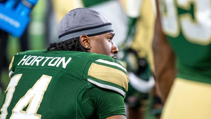 CSU football wide receiver Tory Horton can only look on from the sideline after being limited with a muscle injury against Colorado in the Rocky Mountain Showdown at Canvas Stadium on Saturday, Sept. 14, 2024, in Fort Collins, Colo.