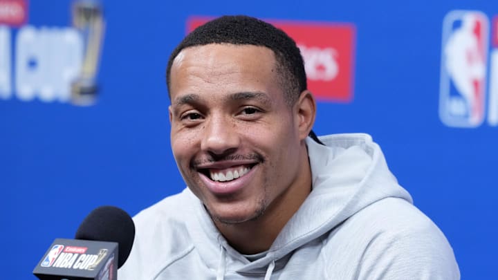 Dec 12, 2025; Las Vegas, NV, USA; Orlando Magic guard Desmond Bane (3) at a press conference prior to the Emirates Cup semifinals at T-Mobile Arena. Mandatory Credit: Kirby Lee-Imagn Images Dec 12, 2025; Las Vegas, NV, USA; Orlando Magic guard Desmond Bane (3) at a press conference prior to the Emirates Cup semifinals at T-Mobile Arena. Mandatory Credit: Kirby Lee-Imagn Images