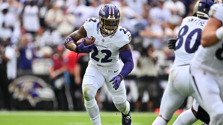 Sep 20, 2026; Baltimore, Maryland, USA; Baltimore Ravens running back Derrick Henry (22) runs with the ball in the first quarter against the New Orleans Saints at M&T Bank Stadium. Mandatory Credit: Jamie Sabau-Imagn Images Sep 20, 2026; Baltimore, Maryland, USA; Baltimore Ravens running back Derrick Henry (22) runs with the ball in the first quarter against the New Orleans Saints at M&T Bank Stadium. Mandatory Credit: Jamie Sabau-Imagn Images