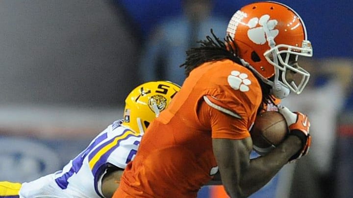 Clemson wide receiver DeAndre Hopkins (6) makes a first down reception against LSU during the 4th quarter of the Chick-fil-A Bowl Monday, December 31, 2012 in the Georgia Dome in Atlanta. Clemson wide receiver DeAndre Hopkins (6) makes a first down reception against LSU during the 4th quarter of the Chick-fil-A Bowl Monday, December 31, 2012 in the Georgia Dome in Atlanta.