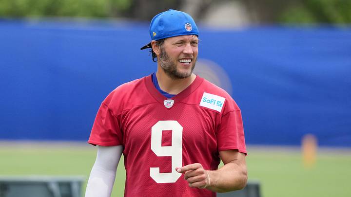 Jun 3, 2025; Woodland Hills, CA, USA; Los Angeles Rams quarterback Matthew Stafford (9) during organized team activities at Rams Practice Facility. Mandatory Credit: Kirby Lee-Imagn Images Jun 3, 2025; Woodland Hills, CA, USA; Los Angeles Rams quarterback Matthew Stafford (9) during organized team activities at Rams Practice Facility. Mandatory Credit: Kirby Lee-Imagn Images