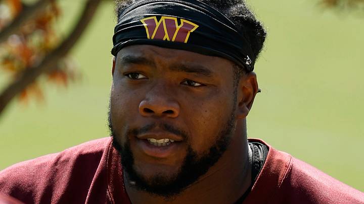 Jul 24, 2025; Ashburn, VA, USA; Washington Commanders defensive tackle Daron Payne (94) on day two of training camp at OrthoVirginia Training Center at Commanders Park. Jul 24, 2025; Ashburn, VA, USA; Washington Commanders defensive tackle Daron Payne (94) on day two of training camp at OrthoVirginia Training Center at Commanders Park.