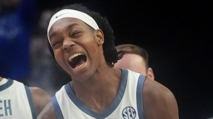 Kentucky's Jasper Johnson (2) celebrates beating Tennessee at Rupp Arena Saturday night.
Feb. 7, 2026