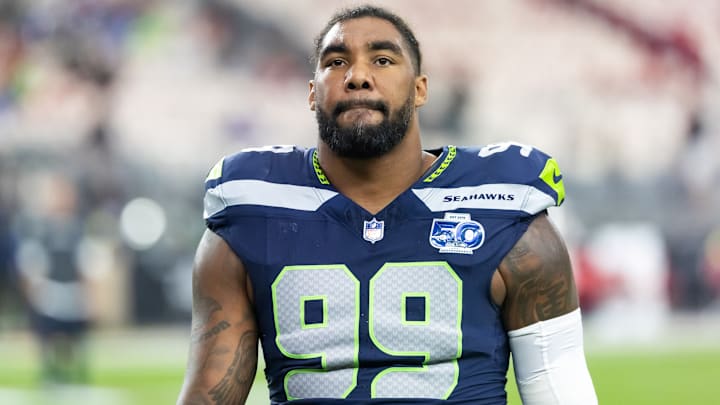 Sep 25, 2025; Glendale, Arizona, USA; Seattle Seahawks defensive end Leonard Williams (99) against the Arizona Cardinals at State Farm Stadium.