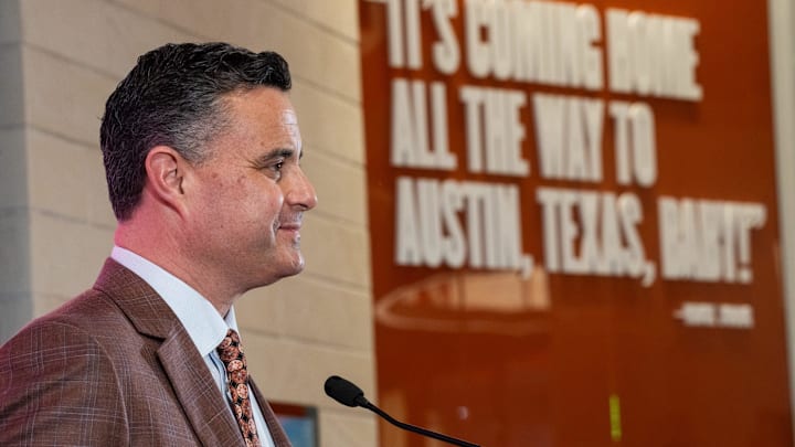 Sean Miller speaks to the press as he is announced The University of Texas' new men's basketball coach Tuesday, March 25, 2025.