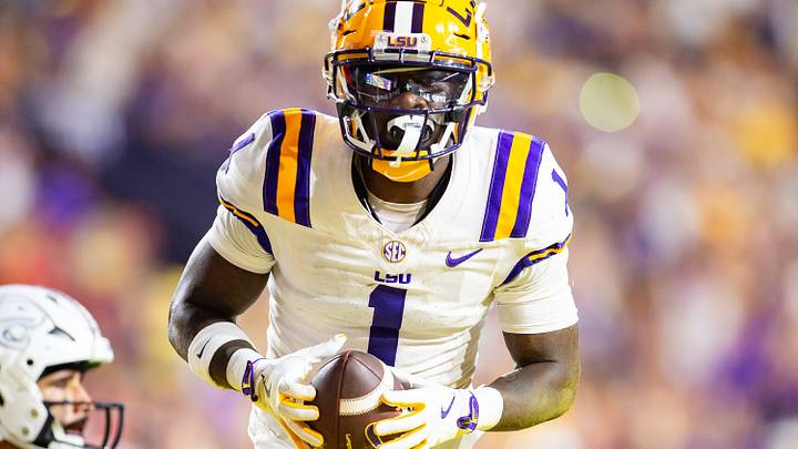 Aaron Anderson 1 scores a touchdown as the LSU Tigers take on the South Alabama Jaguars at Tiger Stadium in Baton Rouge, LA. Saturday, Sept. 28, 2024. Aaron Anderson 1 scores a touchdown as the LSU Tigers take on the South Alabama Jaguars at Tiger Stadium in Baton Rouge, LA. Saturday, Sept. 28, 2024.