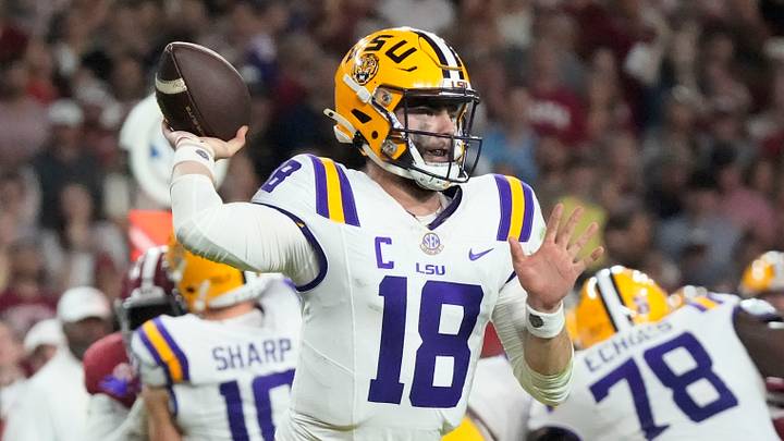 Garrett Nussmeier throws the ball in a 2025 game against Alabama Garrett Nussmeier throws the ball in a 2025 game against Alabama
