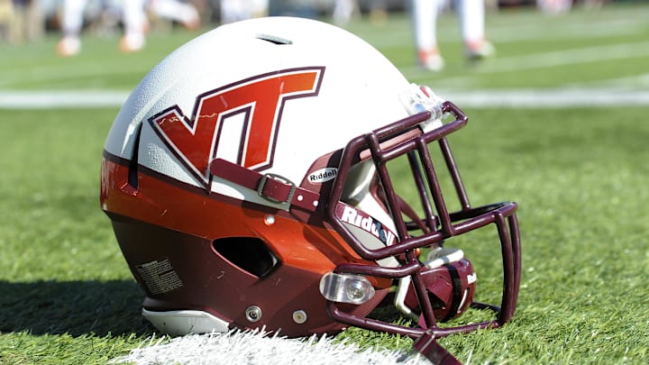 Oct 31, 2015; Boston, MA, USA; A Virginia Tech Hokies helmet rests on the turf prior to a game against the Boston College Eagles at Alumni Stadium. Mandatory Credit: Bob DeChiara-Imagn Images Oct 31, 2015; Boston, MA, USA; A Virginia Tech Hokies helmet rests on the turf prior to a game against the Boston College Eagles at Alumni Stadium. Mandatory Credit: Bob DeChiara-Imagn Images