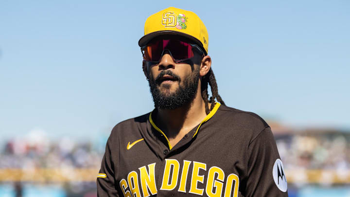 Fernando Tatis Jr. against the Los Angeles Dodgers during a spring training game at Peoria Sports Complex. 
