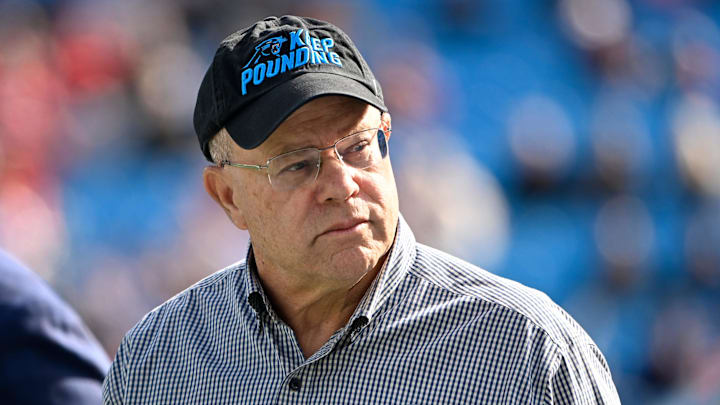Nov 24, 2024; Charlotte, North Carolina, USA;  Carolina Panthers owner David Tepper before the game at Bank of America Stadium. Mandatory Credit: Bob Donnan-Imagn Images