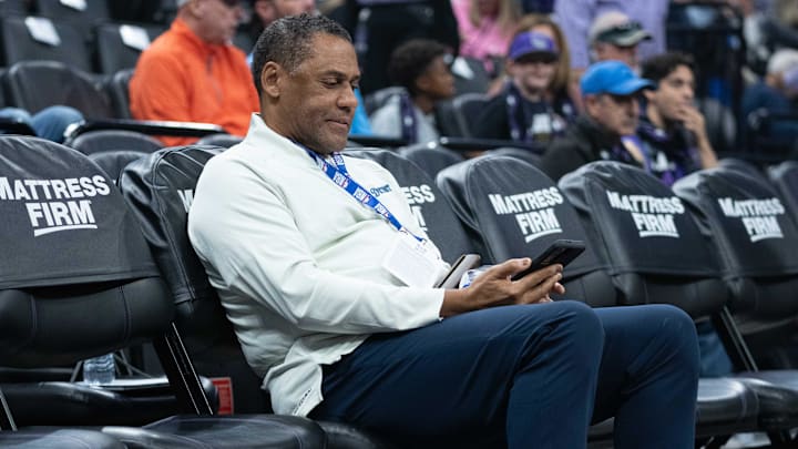 November 20, 2022; Sacramento, California, USA; Detroit Pistons general manager Troy Weaver before the game against the Sacramento Kings at Golden 1 Center. Mandatory Credit: Kyle Terada-USA TODAY Sports