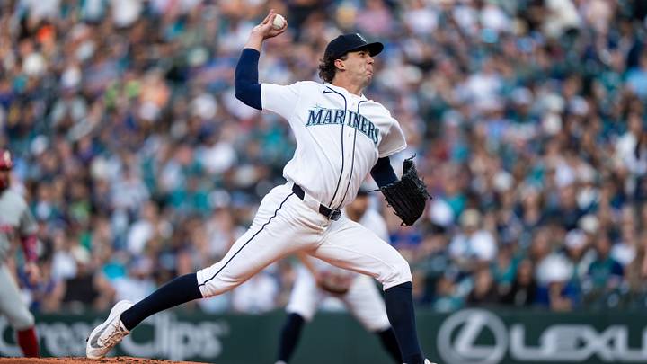 Aug 24, 2026; Seattle, Washington, USA; Seattle Mariners starter Logan Gilbert (36) delivers a pitch during the first inning against the Philadelphia Phillies at T-Mobile Park. Mandatory Credit: Stephen Brashear-Imagn Images Aug 24, 2026; Seattle, Washington, USA; Seattle Mariners starter Logan Gilbert (36) delivers a pitch during the first inning against the Philadelphia Phillies at T-Mobile Park. Mandatory Credit: Stephen Brashear-Imagn Images
