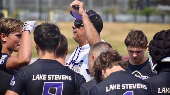 Coach Tom Tri and Lake Stevens wins the Lakewood Cougars 7v7 Championship Passing Tournament for the third time in four years Saturday.