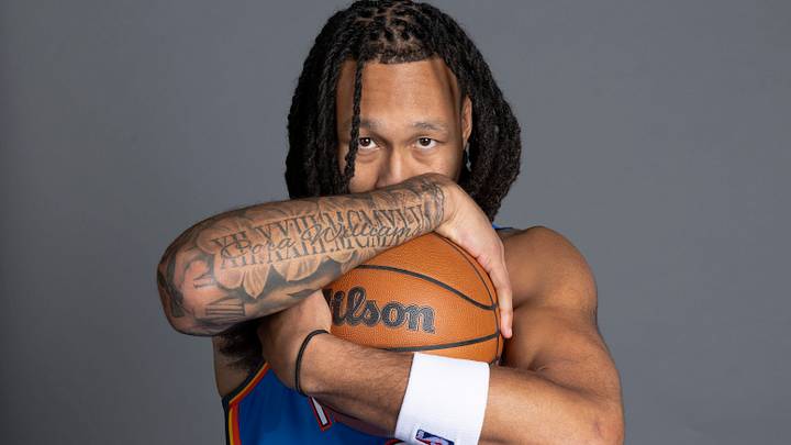 Sep 28, 2026; Oklahoma City, OK, USA; Oklahoma City Thunder forward Jaylin Williams (6) poses for a photo during Oklahoma City Thunder Media Day at Paycom Center. Mandatory Credit: Alonzo Adams-Imagn Images Sep 28, 2026; Oklahoma City, OK, USA; Oklahoma City Thunder forward Jaylin Williams (6) poses for a photo during Oklahoma City Thunder Media Day at Paycom Center. Mandatory Credit: Alonzo Adams-Imagn Images