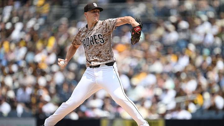 Apr 12, 2026; San Diego, California, USA; San Diego Padres starting pitcher Nick Pivetta (27) delivers during the first inning against the Colorado Rockies at Petco Park. Mandatory Credit: Denis Poroy-Imagn Images Apr 12, 2026; San Diego, California, USA; San Diego Padres starting pitcher Nick Pivetta (27) delivers during the first inning against the Colorado Rockies at Petco Park. Mandatory Credit: Denis Poroy-Imagn Images