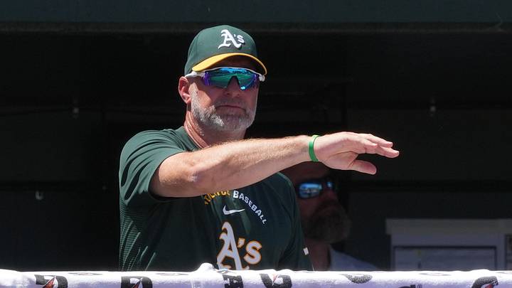 Aug 2, 2026; West Sacramento, California, USA; Athletics manager Mark Kotsay (7) gestures during the fourth inning against the Detroit Tigers at Sutter Health Park. Mandatory Credit: Darren Yamashita-Imagn Images Aug 2, 2026; West Sacramento, California, USA; Athletics manager Mark Kotsay (7) gestures during the fourth inning against the Detroit Tigers at Sutter Health Park. Mandatory Credit: Darren Yamashita-Imagn Images