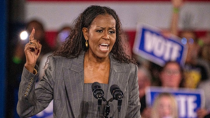 Former First Lady Of The United States, MICHELLE OBAMA, campaigns for Harris Walz in Norristown.