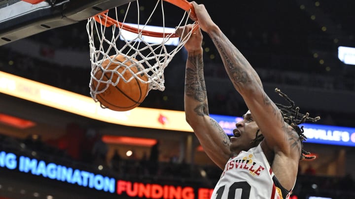 Feb 21, 2024; Louisville, Kentucky, USA; Louisville Cardinals forward Kaleb Glenn (10) Feb 21, 2024; Louisville, Kentucky, USA; Louisville Cardinals forward Kaleb Glenn (10)
