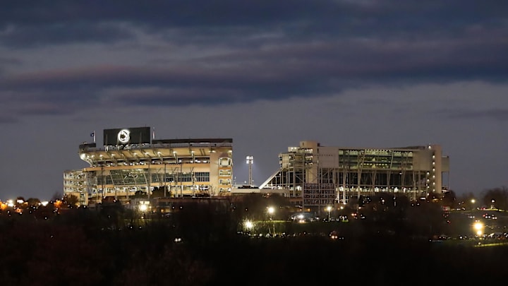 A general view of Beaver Stadium prior to sunrise before the 2024 game between the Ohio State Buckeyes and the Penn State Nittany Lions. 