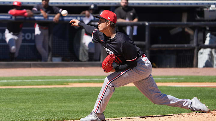 Minnesota Twins pitcher Joe Ryan throws a pitch against the New York Yankees during the first inning at George M. Steinbrenner Field in Tampa, Fla., on March 6, 2025. Minnesota Twins pitcher Joe Ryan throws a pitch against the New York Yankees during the first inning at George M. Steinbrenner Field in Tampa, Fla., on March 6, 2025.