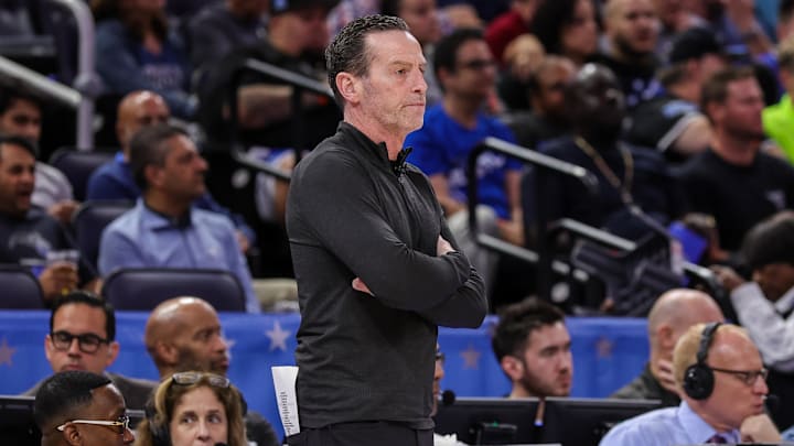 Mar 11, 2026; Orlando, Florida, USA; Cleveland Cavaliers head coach Kenny Atkinson during the second half against the Orlando Magic at Kia Center. Mandatory Credit: Mike Watters-Imagn Images