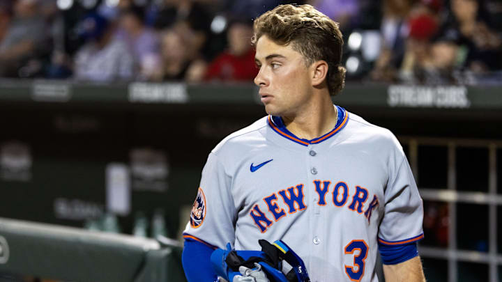 Nov 9, 2025; Mesa, AZ, USA; New York Mets outfielder Nick Morabito during the Arizona Fall League Fall Stars Game at Sloan Park. Mandatory Credit: Mark J. Rebilas-Imagn Images