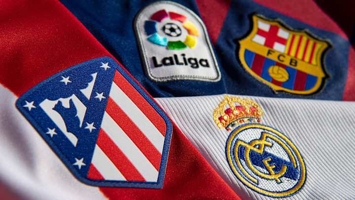 The La Liga Logo with the Atlético Madrid, Real Madrid and FC Barcelona Club Badges