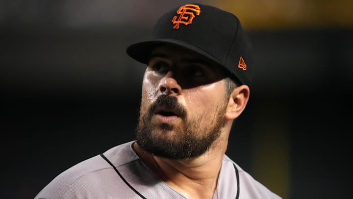 Sep 23, 2022; Phoenix, Arizona, USA; San Francisco Giants starting pitcher Carlos Rodon (16) leaves
