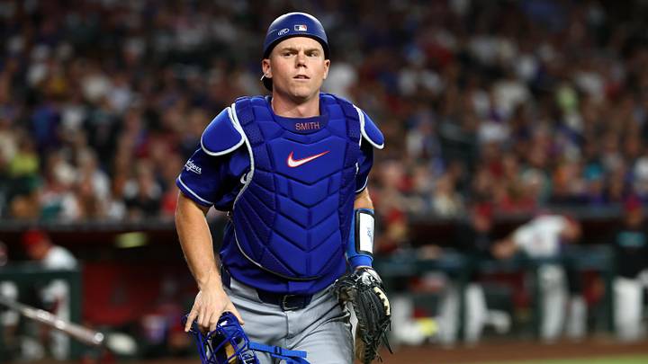 Jun 1, 2026; Phoenix, Arizona, USA; Los Angeles Dodgers catcher Will Smith against the Arizona Diamondbacks at Chase Field. Mandatory Credit: Mark J. Rebilas-Imagn Images