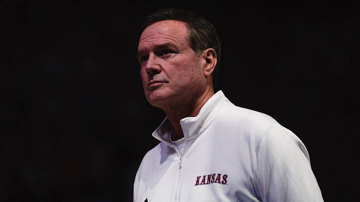 Feb 7, 2026; Lawrence, Kansas, USA; Kansas Jayhawks head coach Bill Self looks on during introductions prior to a game against the Arizona Wildcats at Allen Fieldhouse. Mandatory Credit: Jay Biggerstaff-Imagn Images Feb 7, 2026; Lawrence, Kansas, USA; Kansas Jayhawks head coach Bill Self looks on during introductions prior to a game against the Arizona Wildcats at Allen Fieldhouse. Mandatory Credit: Jay Biggerstaff-Imagn Images