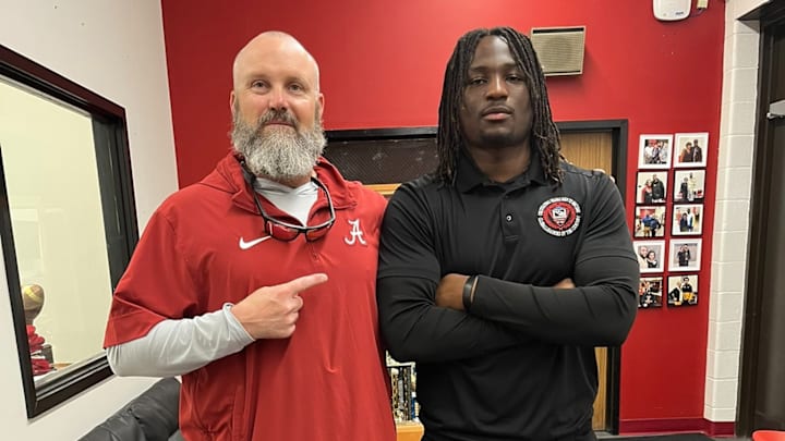 2026 4-Star LB Cincere Johnson with Alabama LB coach Chuck Morrell 2026 4-Star LB Cincere Johnson with Alabama LB coach Chuck Morrell