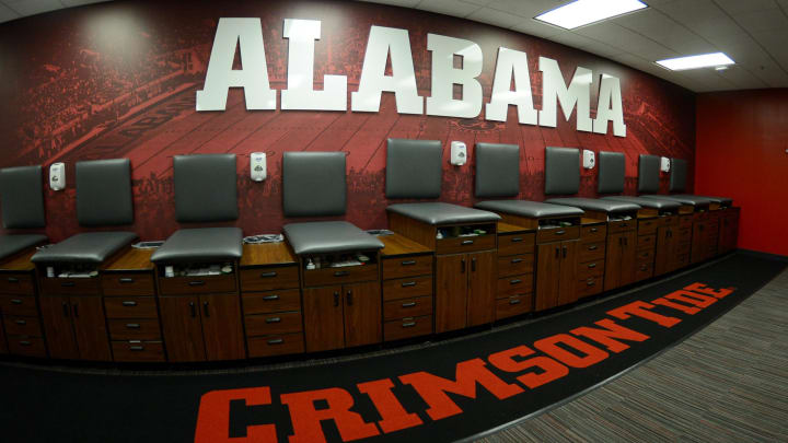 Aug 1, 2013; Tuscaloosa, AL, USA; The Alabama Crimson Tide rehab room at the Mal M. Moore Athletic Facility. Mandatory Credit: Kelly Lambert-USA TODAY Sports