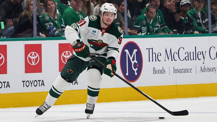 Apr 18, 2026; Dallas, Texas, USA; Minnesota Wild right wing Vladimir Tarasenko (91) skates with the puck against the Dallas Stars in the third period in game one of the first round of the 2026 Stanley Cup Playoffs at American Airlines Center. Mandatory Credit: Thomas Shea-Imagn Images Apr 18, 2026; Dallas, Texas, USA; Minnesota Wild right wing Vladimir Tarasenko (91) skates with the puck against the Dallas Stars in the third period in game one of the first round of the 2026 Stanley Cup Playoffs at American Airlines Center. Mandatory Credit: Thomas Shea-Imagn Images
