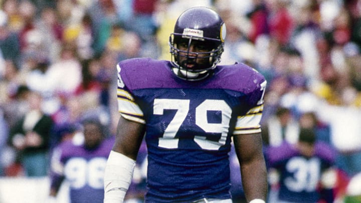 Jan 17, 1988; Washington, DC, USA; Minnesota Vikings defensive end Doug Martin (79) on the field against the Washington Redskins during the 1987 NFC Championship at RFK Stadium. Washington won 17-10. FILE PHOTO; Mandatory Credit: Imagn Images
