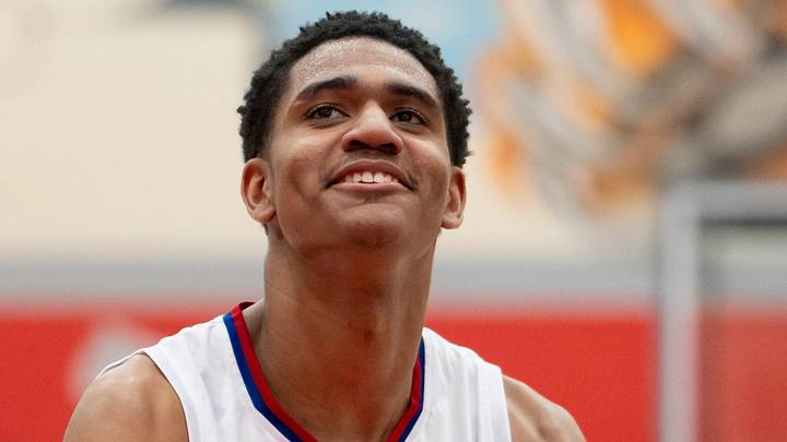 Indiana North’s Isaiah Hill (14) smiles before shooting a free throw.