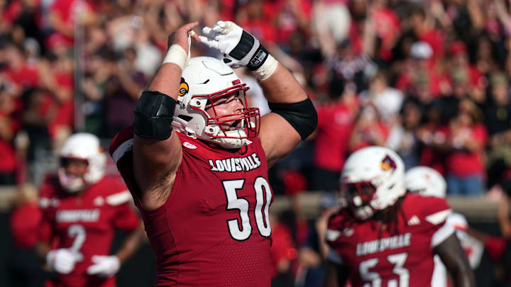 Louisville’s Pete Nygra is pumped up after they score a touchdown against Virginia at L&N Stadium Saturday.
Ocr. 4, 2025 Louisville’s Pete Nygra is pumped up after they score a touchdown against Virginia at L&N Stadium Saturday.
Ocr. 4, 2025