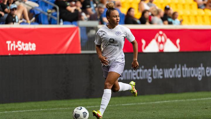 Ebony Salmon reacts to her trade to the Houston Dash. 