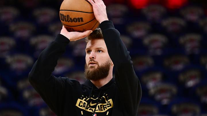 Cleveland Cavaliers forward Dean Wade (32) warms up before game four between the Cavaliers and the Detroit Pistons in the second round of the 2026 NBA Playoffs at Rocket Arena on May 11, 2026.