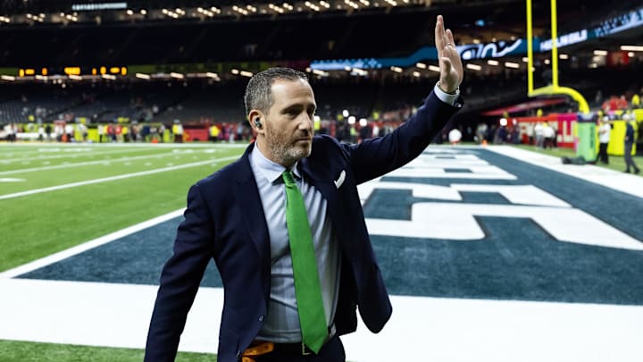Feb 9, 2025; New Orleans, LA, USA; Philadelphia Eagles general manager Howie Roseman against the Kansas City Chiefs during Super Bowl LIX at Ceasars Superdome. Mandatory Credit: Mark J. Rebilas-Imagn Images
