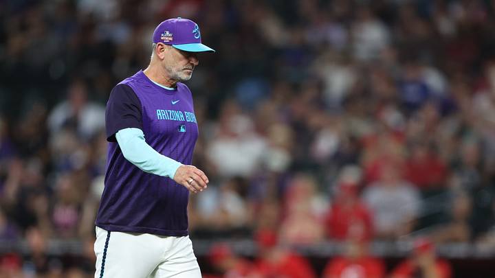 Aug 22, 2026; Phoenix, Arizona, USA;  Arizona Diamondbacks manager Torey Lovullo (17) walks off the field after taking out Arizona Diamondbacks pitcher Michael Soroka (not pictured) in the fourth inning at Chase Field.  Mandatory Credit: Anna Carrington-Imagn Images