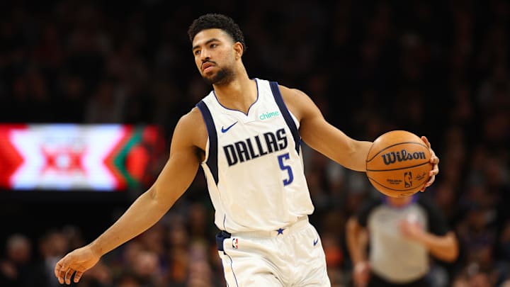 Dec 27, 2024; Phoenix, Arizona, USA; Dallas Mavericks guard Quentin Grimes (5) against the Phoenix Suns at Footprint Center. Mandatory Credit: Mark J. Rebilas-Imagn Images Dec 27, 2024; Phoenix, Arizona, USA; Dallas Mavericks guard Quentin Grimes (5) against the Phoenix Suns at Footprint Center. Mandatory Credit: Mark J. Rebilas-Imagn Images