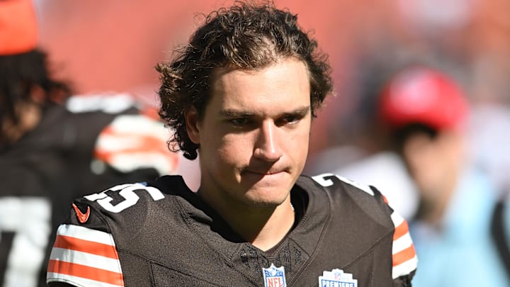 Sep 7, 2025; Cleveland, Ohio, USA; Cleveland Browns place kicker Andre Szmyt (25) at Huntington Bank Field. Mandatory Credit: Ken Blaze-Imagn Images