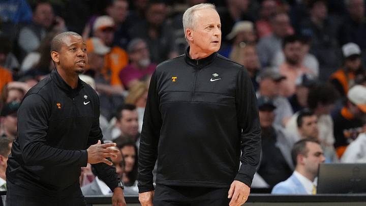 Mar 21, 2024; Charlotte, NC, USA; Tennessee Volunteers assistant coach Justin Gainey, left, and head coach Rick Barnes watch the first half of the first round of the 2024 NCAA Tournament at Spectrum Center. Mandatory Credit: Jim Dedmon-USA TODAY Sports Mar 21, 2024; Charlotte, NC, USA; Tennessee Volunteers assistant coach Justin Gainey, left, and head coach Rick Barnes watch the first half of the first round of the 2024 NCAA Tournament at Spectrum Center. Mandatory Credit: Jim Dedmon-USA TODAY Sports