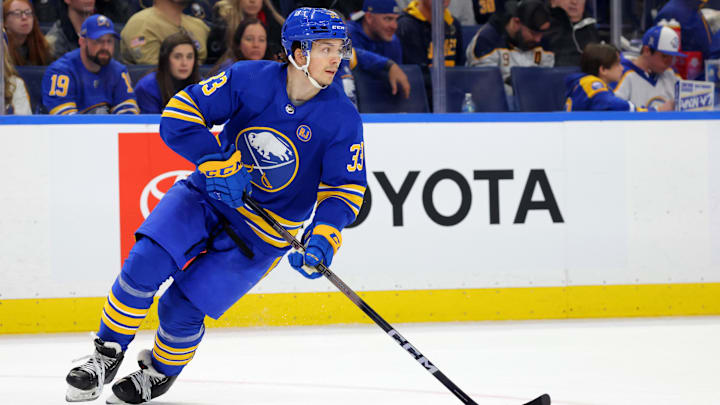 Dec 30, 2023; Buffalo, New York, USA;  Buffalo Sabres defenseman Ryan Johnson (33) skates with the