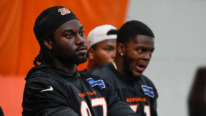 The Cincinnati Bengals practice in the off season on Tuesday May 20, 2025. Bengals 2025 draft pick Shemar Stewart (97). The Cincinnati Bengals practice in the off season on Tuesday May 20, 2025. Bengals 2025 draft pick Shemar Stewart (97).