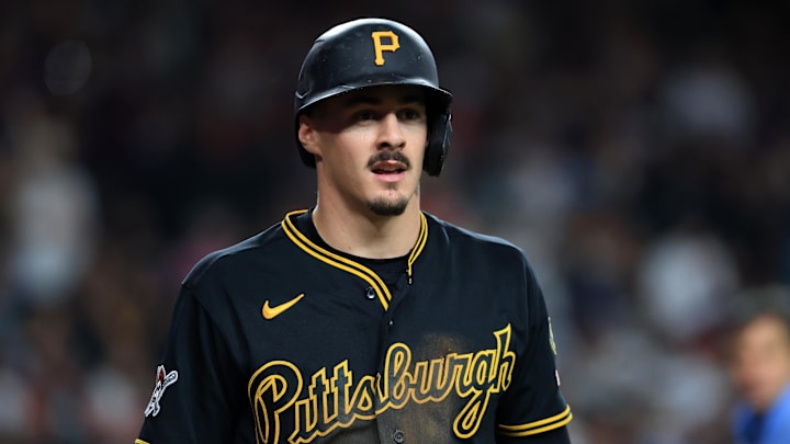 May 6, 2026; Phoenix, Arizona, USA; Pittsburgh Pirates shortstop Konnor Griffin (6) against the Arizona Diamondbacks at Chase Field. Mandatory Credit: Mark J. Rebilas-Imagn Images
