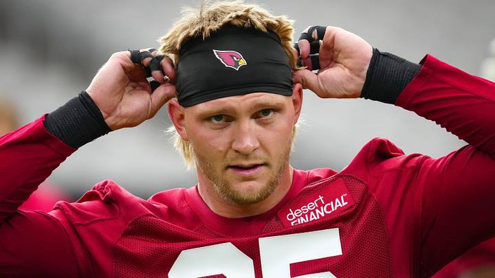 Cardinals tight end Trey McBride (85) prepares for practice during training camp at State Farm Stadium in Glendale on July 23, 2026.