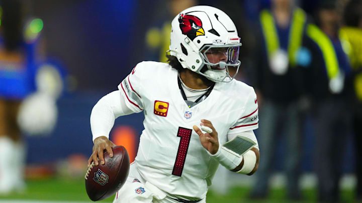 Dec 28, 2024; Inglewood, California, USA; Arizona Cardinals quarterback Kyler Murray (1) looks to throw the ball against the Los Angeles Rams in the first half at SoFi Stadium. Mandatory Credit: Kirby Lee-Imagn Images Dec 28, 2024; Inglewood, California, USA; Arizona Cardinals quarterback Kyler Murray (1) looks to throw the ball against the Los Angeles Rams in the first half at SoFi Stadium. Mandatory Credit: Kirby Lee-Imagn Images