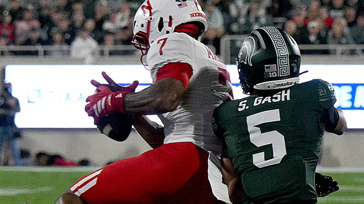 Andrew Marshall picks off a pass against Michigan State earlier this season. Andrew Marshall picks off a pass against Michigan State earlier this season.